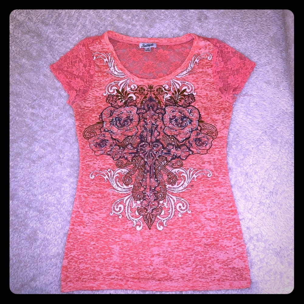 South Pole Coral T-shirt with lace back
